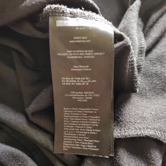 Noisy May Black spaghetti full sleeve velvet dress with grey hoodie attached in - Picture 13 of 13